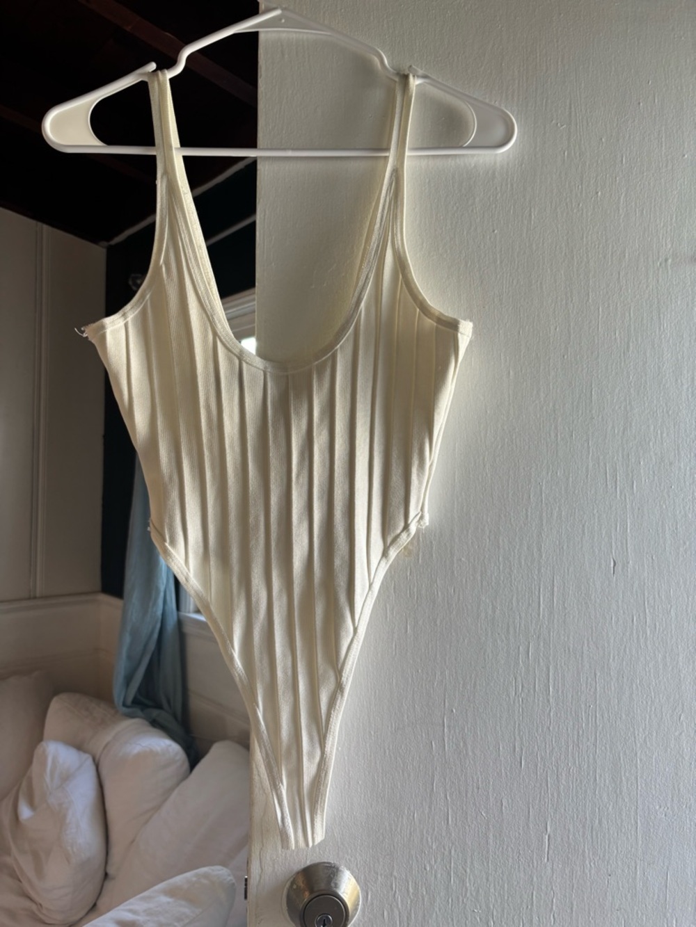 House of CB Cream Ribbed Scoop Bodysuit